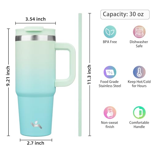 Image of Konokyo 30 oz Insulated Tumbler Water Bottle with Handle, Straw Lid
