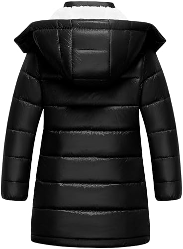 Pursky Girl's Lightweight Winter Coat Sherpa Lined Long Puffer Jacket Waterproof Warm Quilted Parka with Hood2