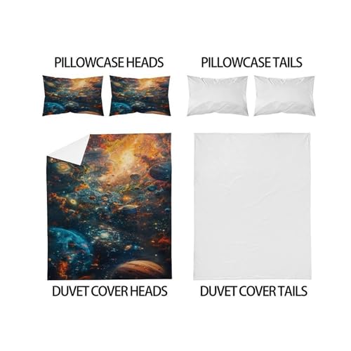 Housse de couette nébuleuse planétaire 200x200 en microfibre haut de gamme - 4
