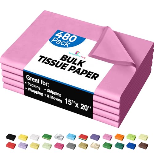 Papier de soie rose 38x50 cm Crown pour emballage et loisirs créatifs x480