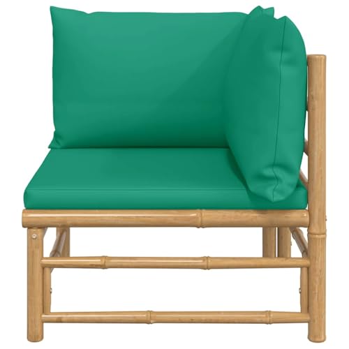 Canapé d'angle de jardin vert bambou avec coussins d'extérieur vidaXL
