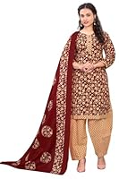 Rajnandini Maroon & Beige Cotton Printed Readymade Patiala Salwar Suit (Ready to Wear-VSMRW5149-6XL)