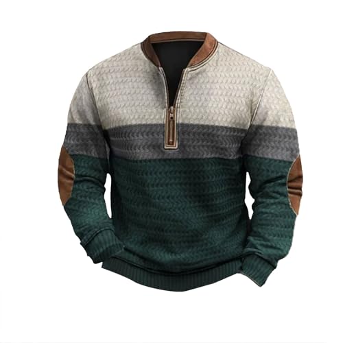 SHAOBGE Jackets for Men Western Aztec Ethnic Print Vintage Top Long Sleeve Shirt Stand Collar Button Down Pullover Coat
