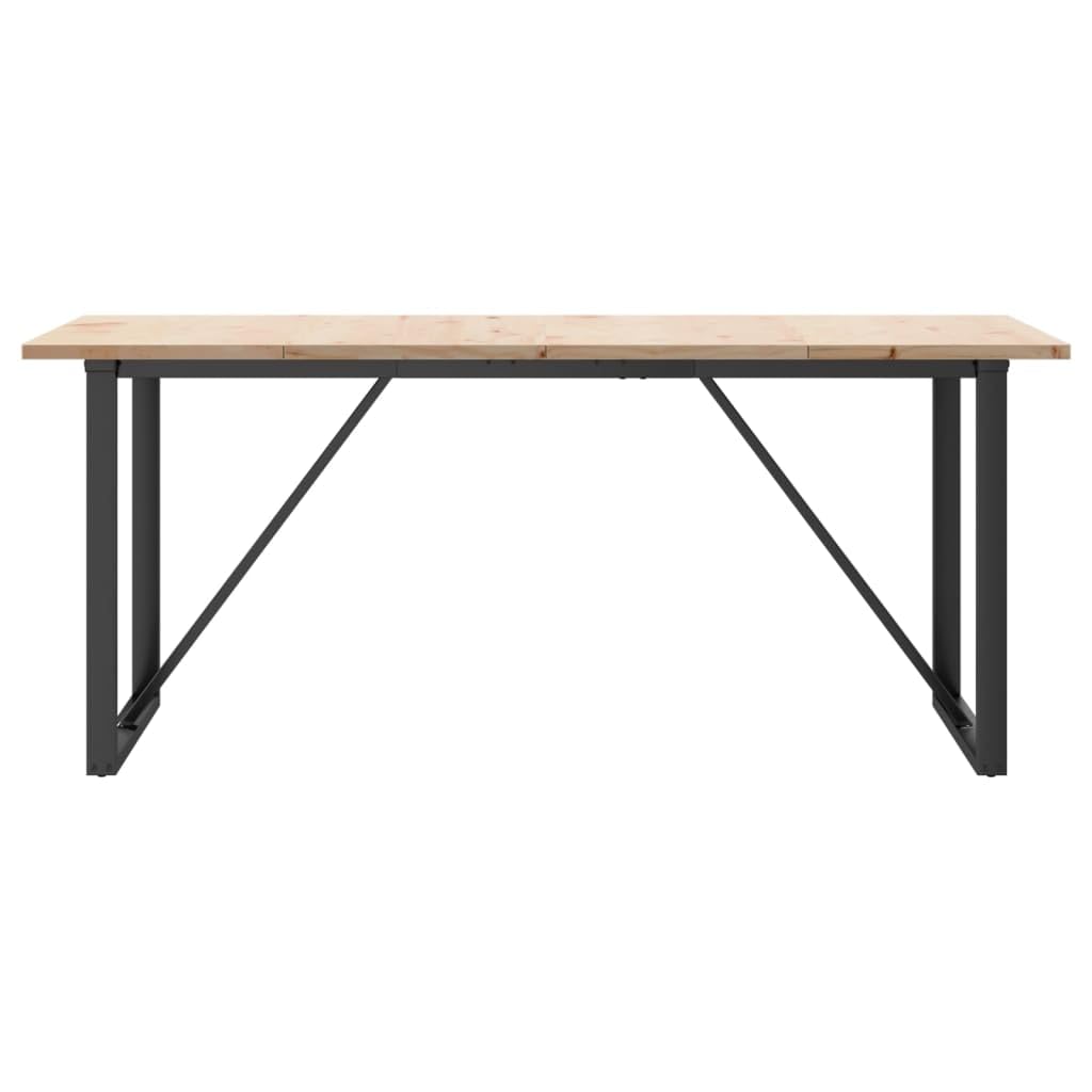 Mesa de comedor con estructura en O, 180 x 90 x 75,5 cm, madera maciza de pino y acero con patas en O y estructura robusta en forma de O
