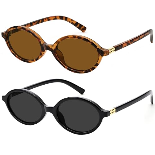 Retro Oval Sunglasses for Women - 90s Vintage Trendy Sun Glasses - UV400 Protection Sunnies