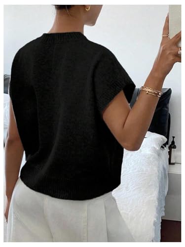 Image of SOLY HUX Women's Short Sleeve Sweater 3D Floral Sweaters Pullover Tank Tops Knit Vest Trendy Fashion Clothing