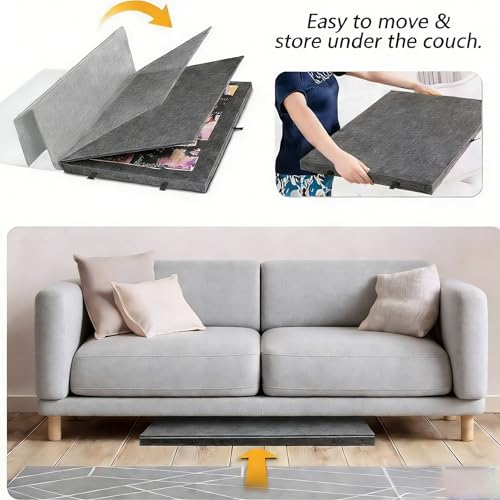 Foldable jigsaw puzzle board, adjustable stand and 6 drawers - 1000 pieces capacity (77x53.6x4.2cm), dark grey felt jigsaw puzzle desktop with cover,Lightweight Portable for Puzzle Lovers