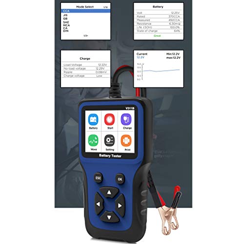 Horoshop Analisador de bateria de carro de 12 V 100 a 2000 CCA para impressão USB de bateria de chum