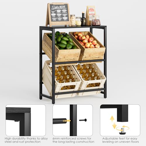 Apetaccat Getränkekistenregal für 4 Kisten mit Ablage, stabiles Metall Getränkeregal freistehend, platzsparender Kistenständer für Bier- & Wasserkisten, Schwarz, für Küche, Keller & Wohnzimmer