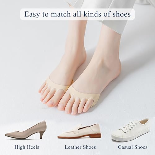 Image of 4 Pairs Metatarsal Pads Ball of Foot Cushions Honeycomb Fabric Forefoot Pads for Women High Heels Shoes Foot Pads Invisible Soft Toe Pads (3 Pairs Beige+1 Pairs Black, Style1+Style2)