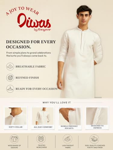 Image of DIWAS BY MANYAVAR Men's Cotton Textured | Stone Work Kurta (1pc)