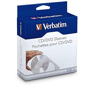 Verbatim CD-enveloppen, afsluitbare papieren hoesjes voor CD, DVD en Blu-Ray, met transparant kijkvenster, 100 stuks…