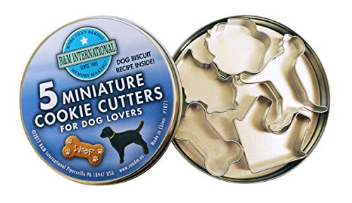 R&M International 1871 Mini Dog Cookie Cutters in Storage Tin, Paw, Dog, Fire