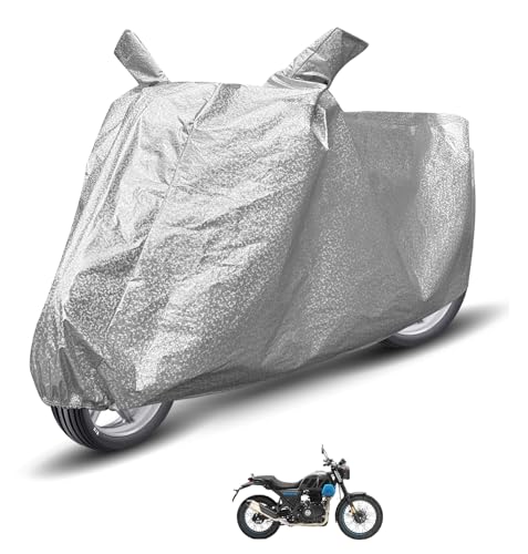 Image of Auto Hub Waterproof Bike Cover Compatible with RE Scram 411 Dustproof, UV Protection Two Wheeler Bike Scram 411 Cover - Metallic Silver