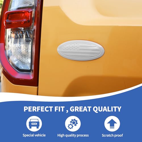 Image of RAZPOY for Bronco Emblem Cover, 5.31inch Rear Tailgate Overlay Badge Emblem Cover Trim Fit for 2021-2026 Ford Bronco & Bronco Sport, USA Flag White