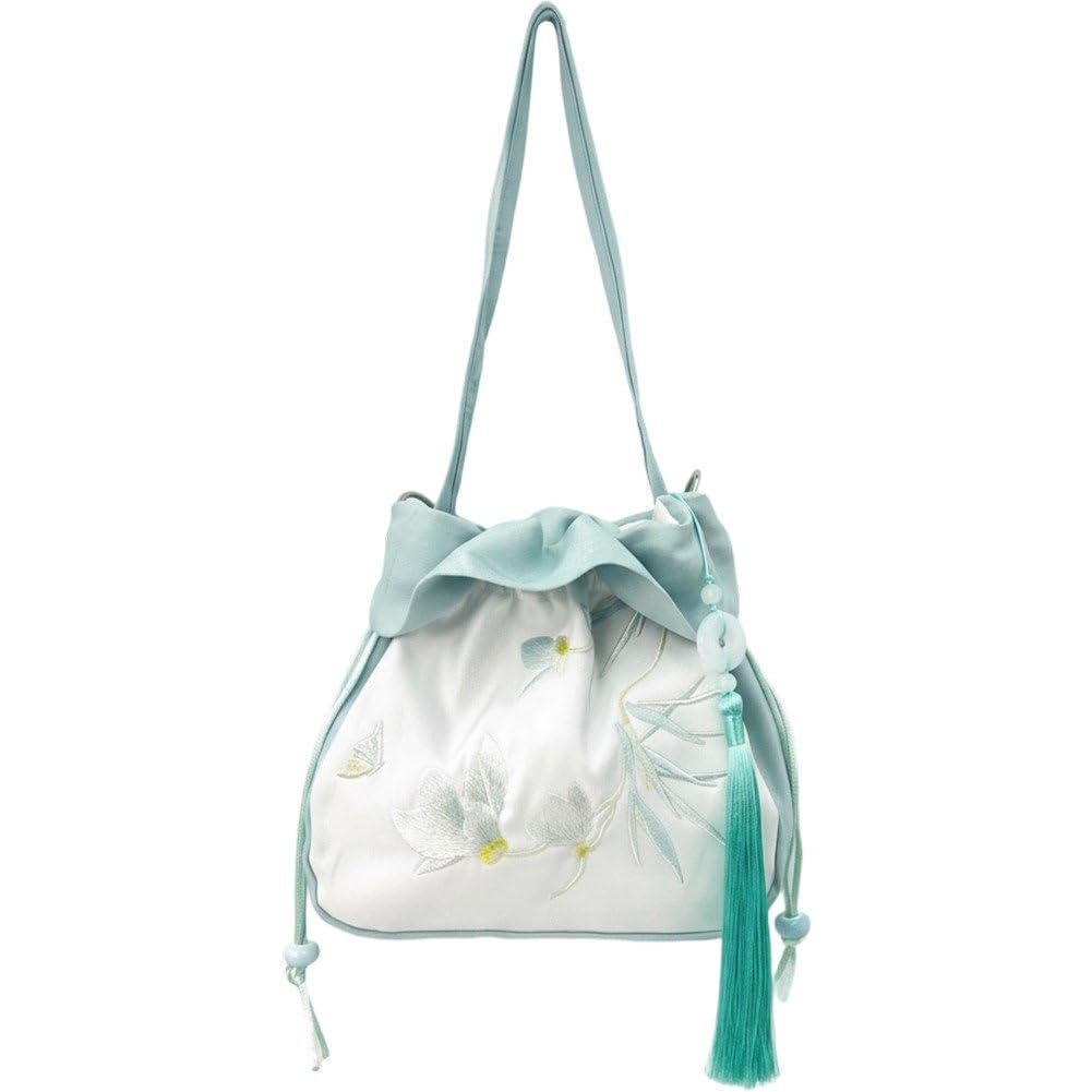 Baokuan Women's Light Cyan Handmade Flower Embroidered Crossbody Bag For Shoulder Bags Purse Handbags Potli Bag