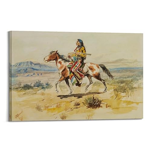 Poster indien à cheval Charles Marion Russell photo murale de chambre