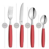 Beckmann & Rommerskirchen VALOA Besteck Set 4 Personen - 16-teilig - Rot - Spülmaschinenfest - Hochglanzpoliert - Essbesteck: 4x Messer, Gabel, Esslöffel, Kaffeelöffel