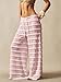 RoseSeek Women's Crochet Lace Pants Ruffle Layered Elastic Waist Mesh Bathing Suit Cover Up Beach Pants Pink Medium