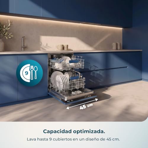 Miniatura 3 de Cecotec Lavavajillas 45 Cm Integrable Bolero Aguazero 4250 Full-Bi. 9 Cubiertos, 6 Programas, Bajo Consumo, Motor Inverter Plus Duo, Delay Start, Sideview Light Y Cesta Para Cubiertos