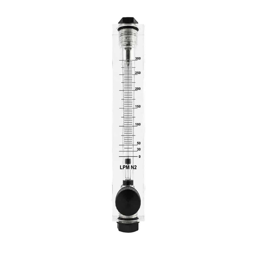 "Ji" Japsin Instrumentation Acrylic Tube Rotameter | Nitrogen Flow Meter | Range 0-300 LPM | Side Top & Bottom 1/4" BSP (M) SS Connections | Inlet Control Valve | Industrial Flow Indicator-image-12