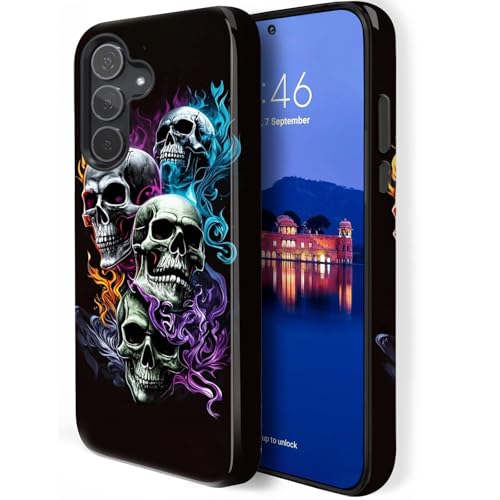 Coque Samsung Galaxy A57 antichoc robuste avec motif crânes de feu design