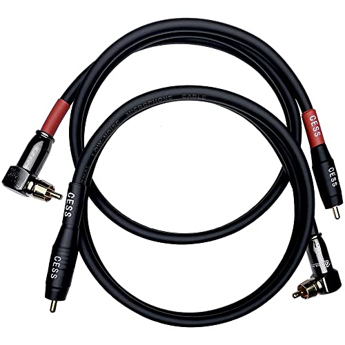 Image of CNCESS CESS-167-3f RCA Right Angle to Straight Type Male to Male Preamp Jumpers Patch Cable, 2 Pack (3 Feet)