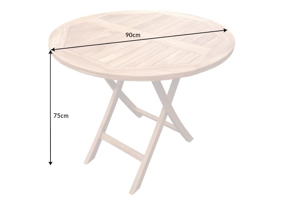Riess Ambiente Massiver Gartentisch Empire Teak 90cm Teakholz rund klappbar Outdoortisch Garten Tisch Balkontisch