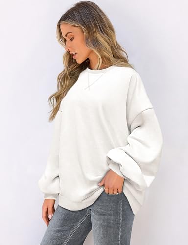 Image of UEU Women Oversized Striped Crewneck Sweatshirt Long Sleeve Color Block Pullover Tops Casual Loose Workout Shirt