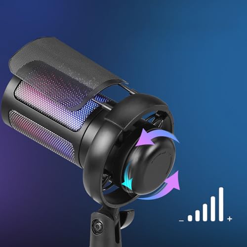 Micrófono USB 192 kHz/24 bits con botón de silencio y base estable para directos 4