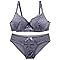 ZTFYKLIN Conjunto De Interior 2 Piezas para Mujer, Sujetador Y Braguita con Relleno Cómodos Ajuste Regular Bralette Sin Sujetadores Copa H (Grey, 95B) Aros Ropa Sostenible Mujer Tallas Grandes