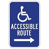 STOPSignsAndMore - Wheelchair Accessible Route Guide Sign - Right Arrow - 12x18 - Reflective | Rust...