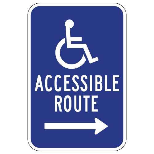 STOPSignsAndMore - Wheelchair Accessible Route Guide Sign - Right Arrow - 12x18 - Reflective | Rust Free Aluminum