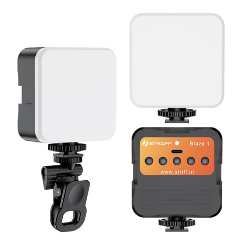 Image of STRIFF Blaze-1 LED Video Light for Phone, Camera, Laptop, Meeting, Photography, and Lighting, with Clip & Type C, Dimmable & Rechargeable for Selfie Stick Tripod, 2000mAh, 4.5W