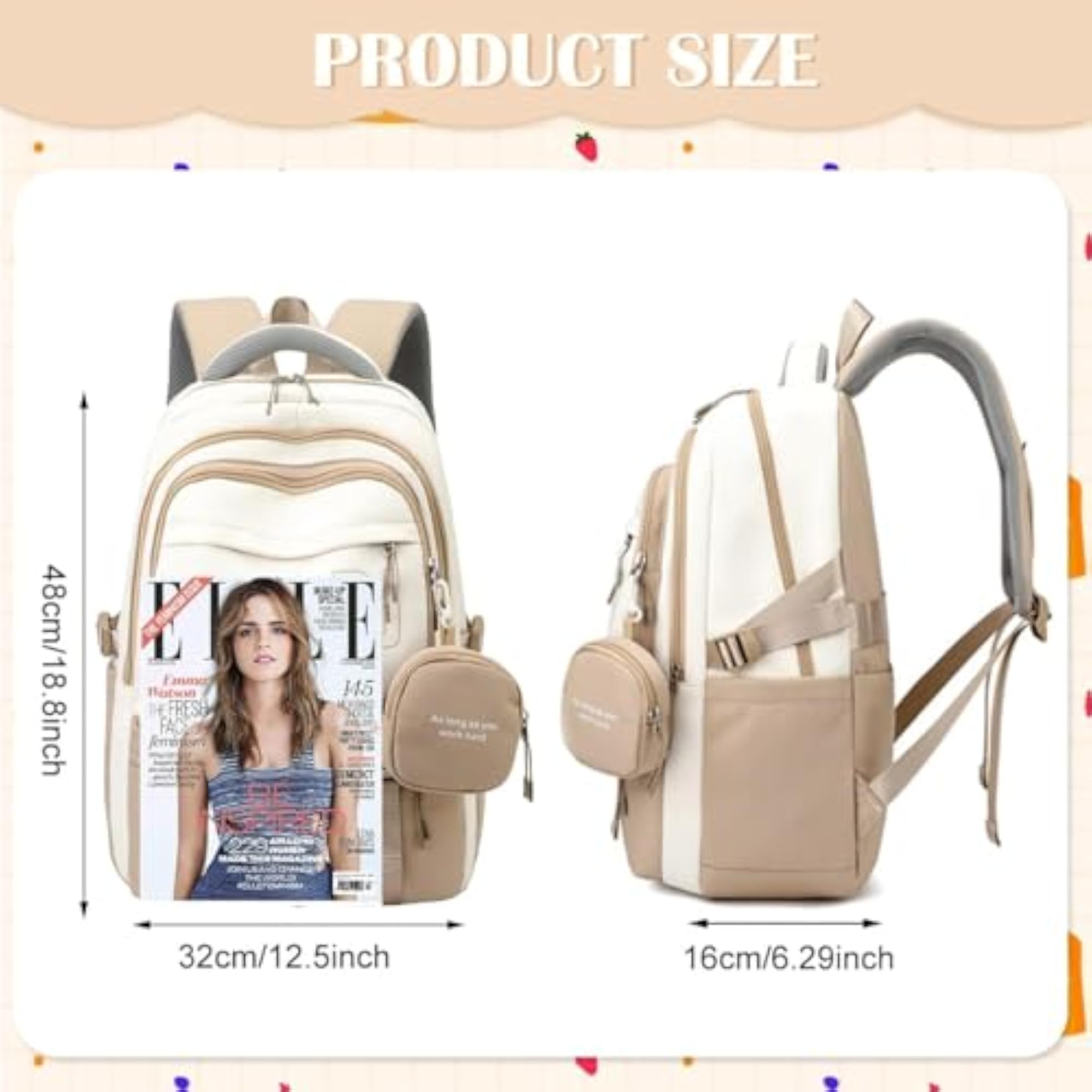 Laptop Backpack for Women with Zipper Pouch