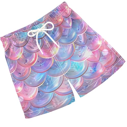 Pigsaly Boys Swim Trunks Pink Mermaid Scales Sparkling Princess Boys Board Shorts Swimsuit Swimwear Summer Bathing Suit 4T