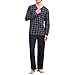 U2SKIIN Herren Schlafanzug 100% Baumwolle Pyjama lang Set Schlafanzüge Loungewear Pyjamas Hausanzug (Dunkelblau kariert/Dunkelblau,M)