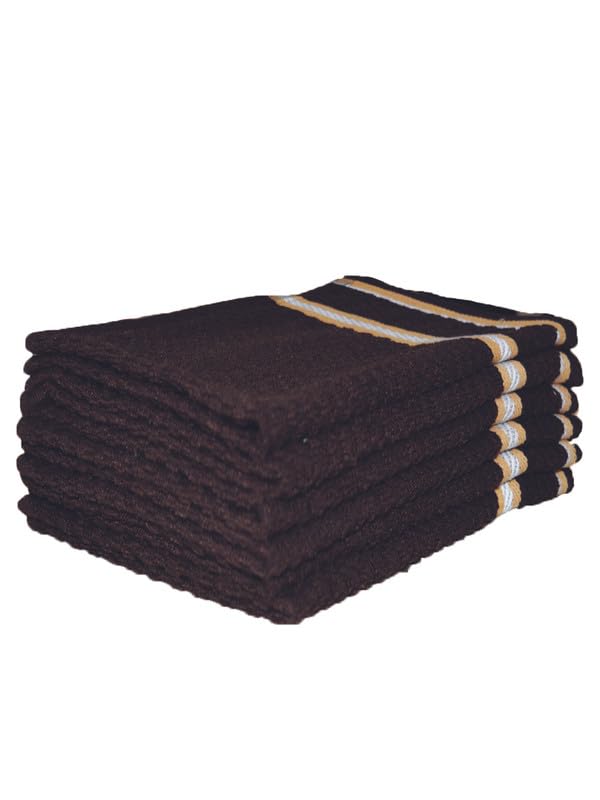 Image of Athom Living Popcorn Textured Solid Cotton Hand Towel Brown 35x55 cm Set of 6