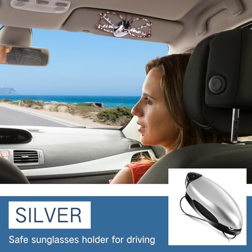 Image of Frienda 5 Pcs Sunglasses Holder for Car Sun Visor Clip, Sunglass Holder for Visor Eyeglasses Mount Ticket Card Clip Car Accessories for Women Men (Silver)