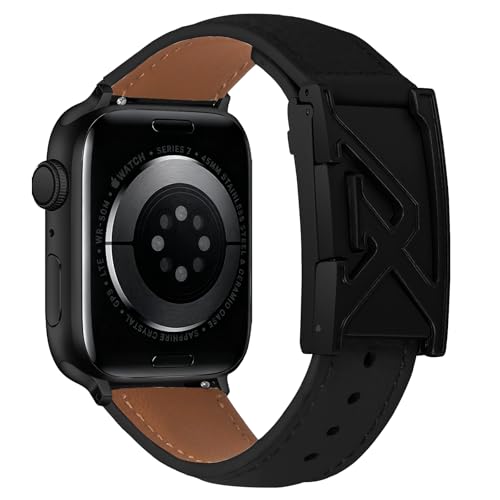 Image of Leather Magnetic Band Compatible with Apple Watch Bands 38mm 40mm 41mm 42mm 44mm 45mm 46mm 49mm, Top Grain Genuine Leather iWatch band, Designer Dressy Luxury Strap for Women Men