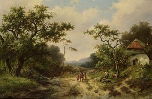 Cuadro de paisaje campestre de Koekkoek para decorar el dormitorio con arte vintage de 60x90cm