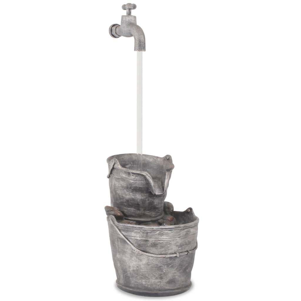 vidaXL Fontaine avec Robinet et Seaux Fontaine d'eau Fontaine Décorative Décoration de Salon Salle de Séjour Maison Intérieur Polyrésine