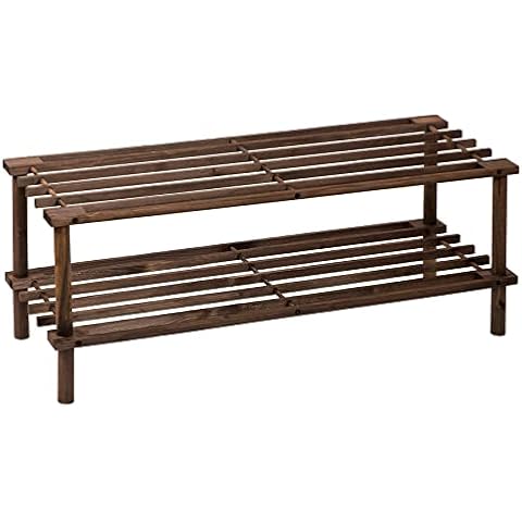 iTrend 2 Tier Wooden Shoe Rack - Dark Oak Cover