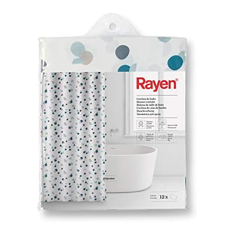 Cortina de Baño Rayen Impermeable Poliéster Lunares Azules Cover