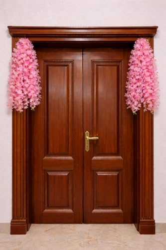 Anuash Artificial Hanging Bougainvillea Flowers Garland Vine Creeper - (40 CM, Pack of 2) | Dark Pink Fake Flowers, Realistic Look, Easy to Hang, Low Maintenance for Balcony, Door, Wall, Party Décor