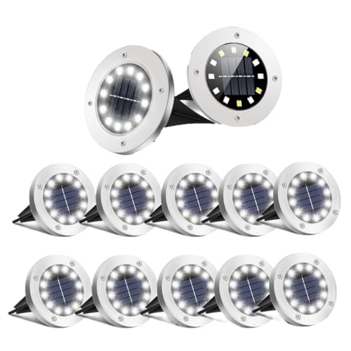 GOOPEEG Luces Solares Luz Exterior Luces solares de suelo impermeables for jardín, exteriores, brillantes, disco for empotrar Decoración de Patio