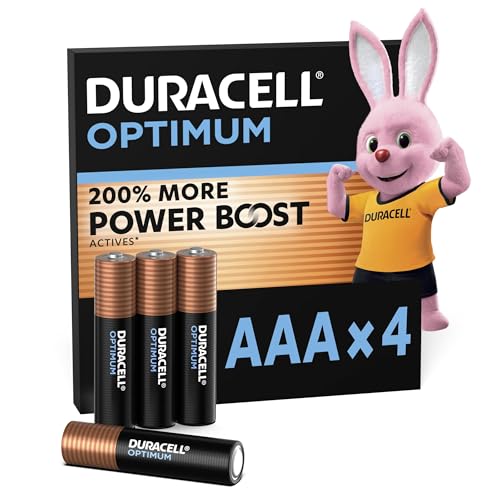 DURACELL Optimum Piles AAA (Lot de 4) – Piles Alcalines 1,5V – +200 % d’actifs Power Boost...