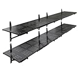 FLEXIMOUNTS 2-Pack 1x6ft Garage Shelving 14-inch-by-68-inch Perforated Wall Shelf, Heavy Duty Garage Storage Rack with 1400 lbs Load Capacity, Wall Mounted Organization System for Tools, Heavy Bins