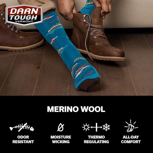 Darn Tough Vermont Men's Cushioned Crew Socks, Float Boat- Lightweight Crew Socks for Men4