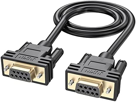 JUXINICE DB9 Cable Female to Female rs232 Serial Cable 6 Foot Double Shielded with foil & Metal Braided，Gold Plated D-SUB 9 Pin Serial Cable RS485 Cable-Black 6FT